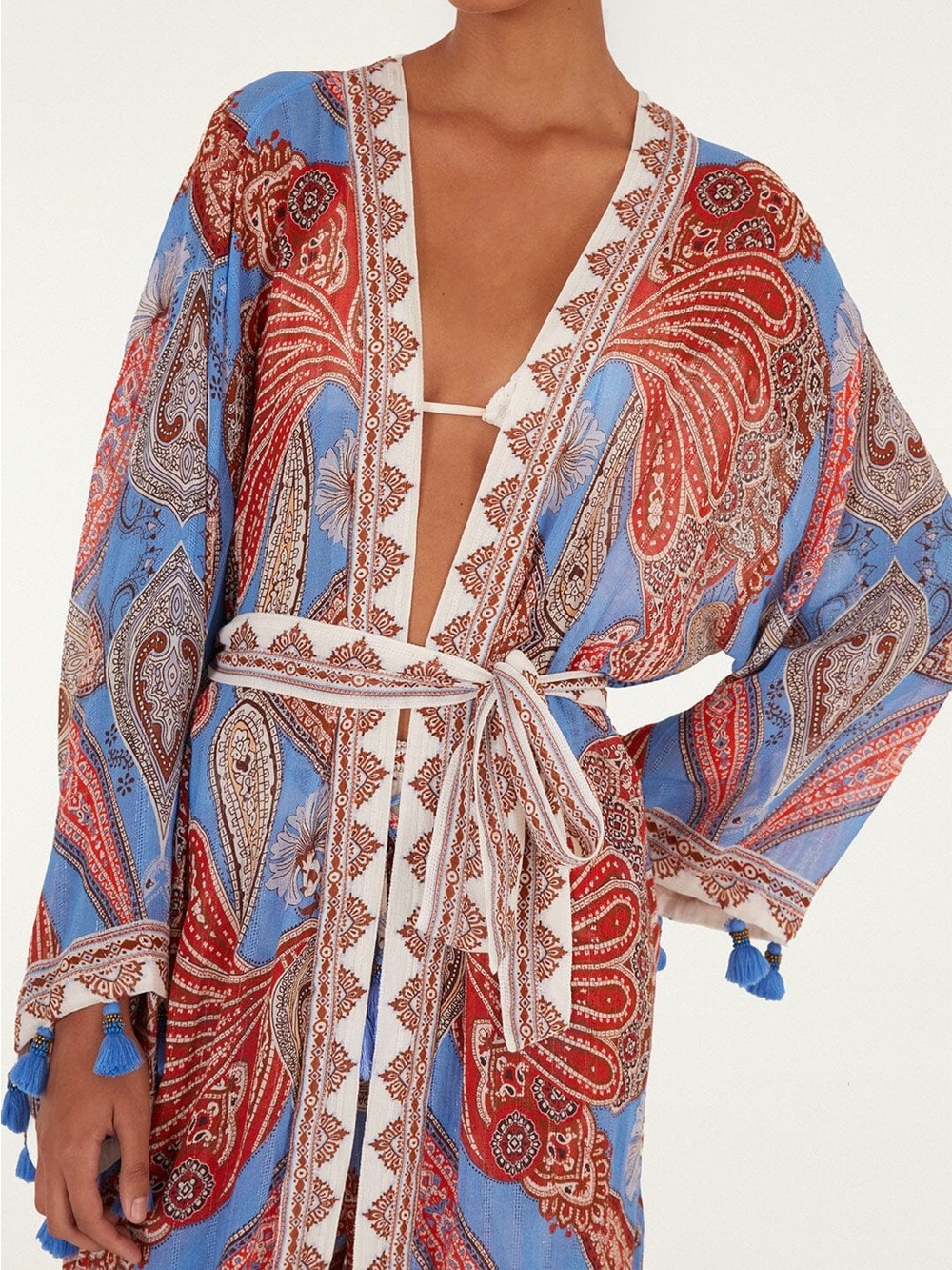 FARM Rio Blue & Red Cotton Printed Robe - Picture 2 of 9